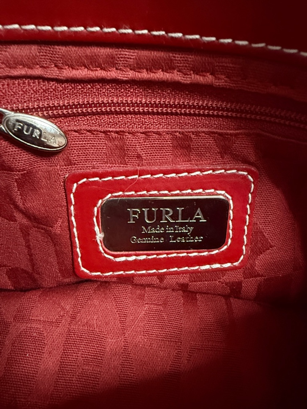 Furla Red Leather Shoulder Tote with Crossbody Strap - Picture 3 of 14